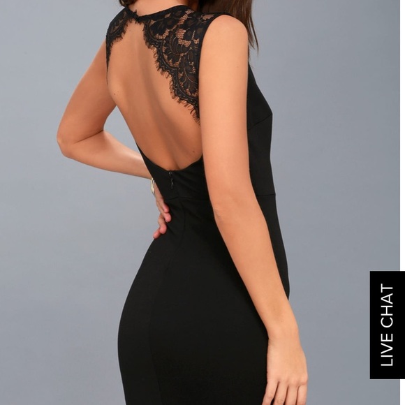 black lace backless dress